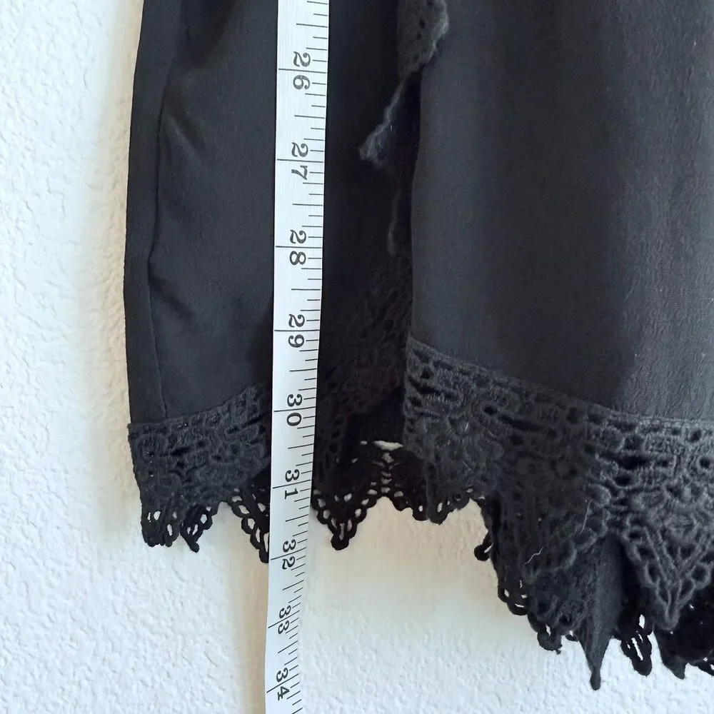 NWT Anthropologie Elevenses Lace-Trimmed Romper 3/4 Sleeves V-Neck in Black Sz M - Picture 12 of 15